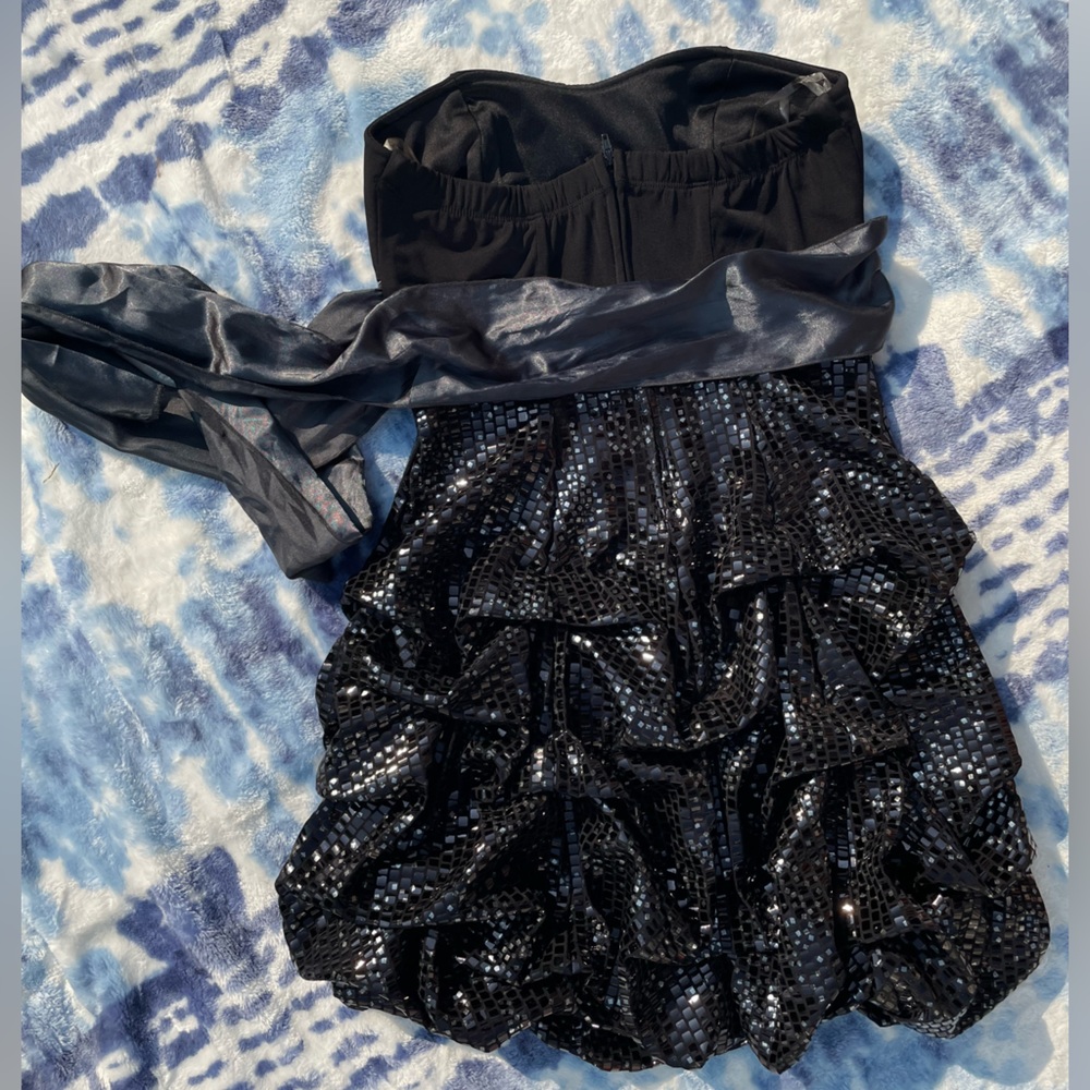 Ruby Rox Short Strapless Mirrored Sequin Party Cocktail Prom Halloween Dress - Picture 7 of 9